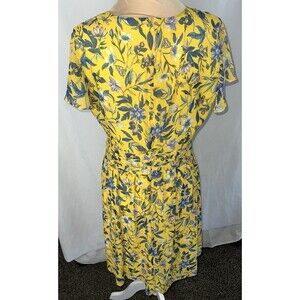 Sam Edelman Women's Floral Wrap Front Short Sleeve Dress Yellow  size 10